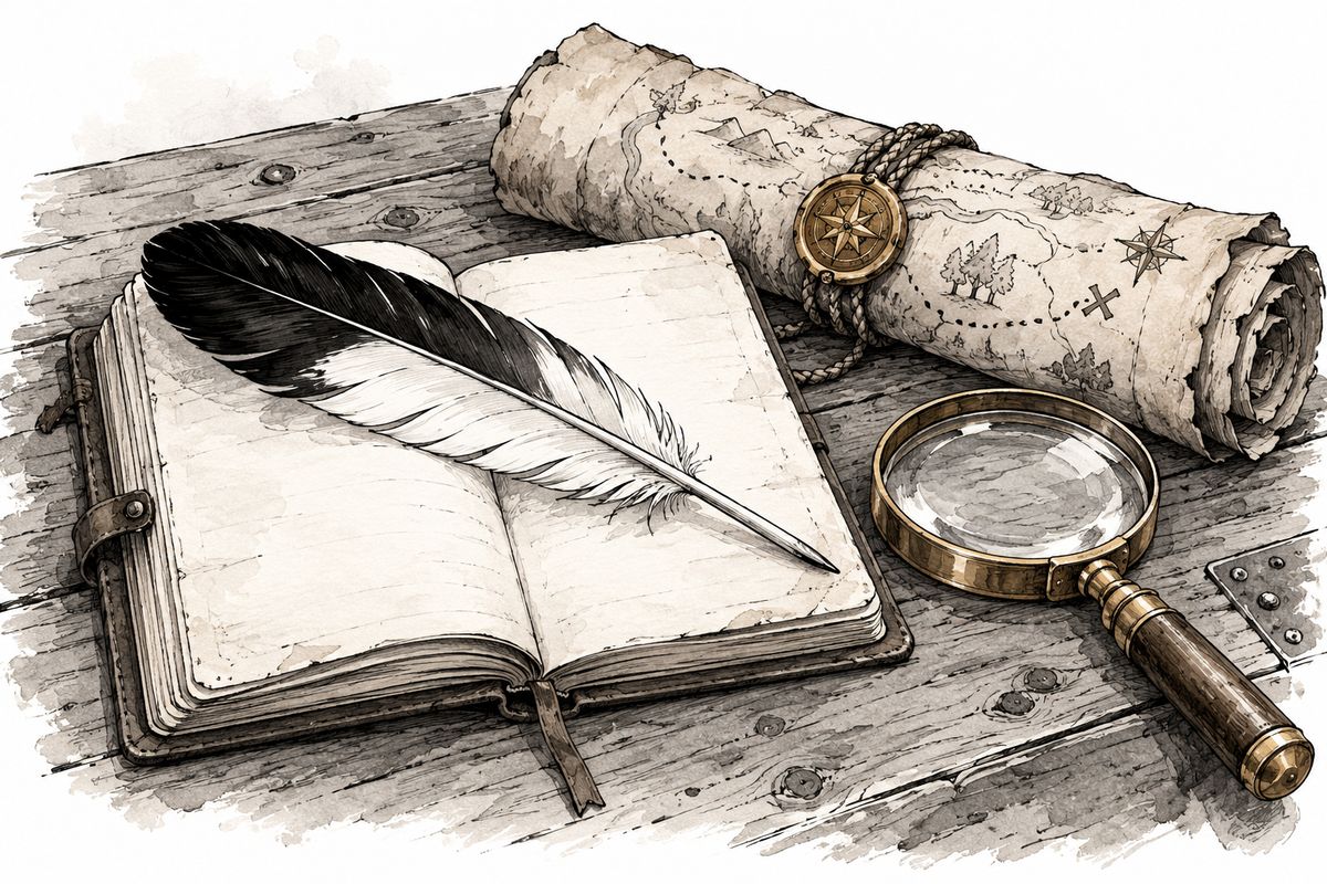 Maya's notebook, a magpie feather and the old map